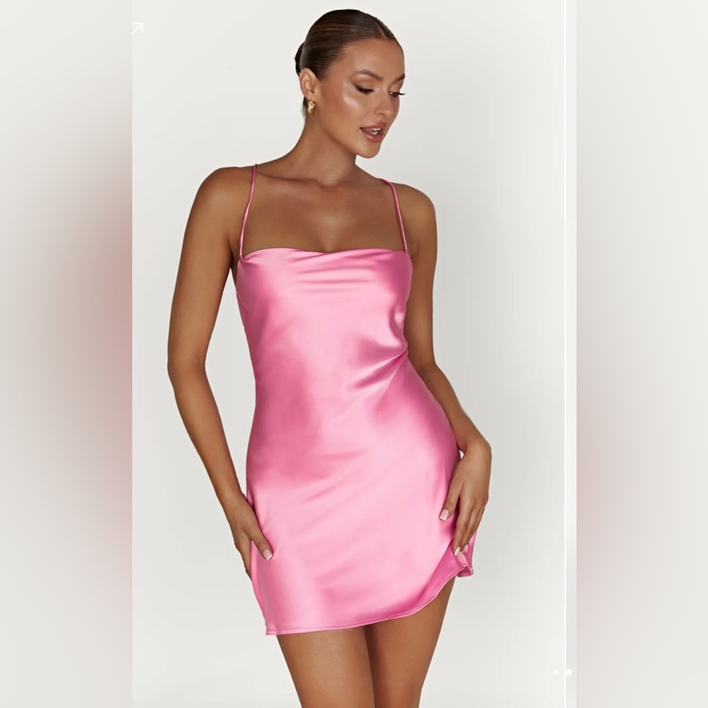 MESHKI- Sydney Mini Satin Dress - Bubblegum Pink
